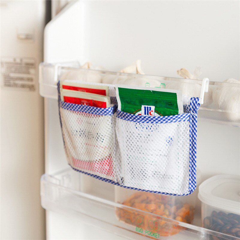 Bag Hanging With 2 Hooks Storage Case Storage Bag Refrigerator Food Organizer 