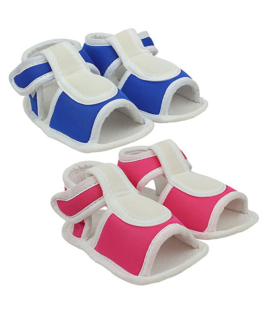     			Neska Moda Unisex Baby Blue And Pink Anti Slip Velcro Sandal For 0 To 12 Months