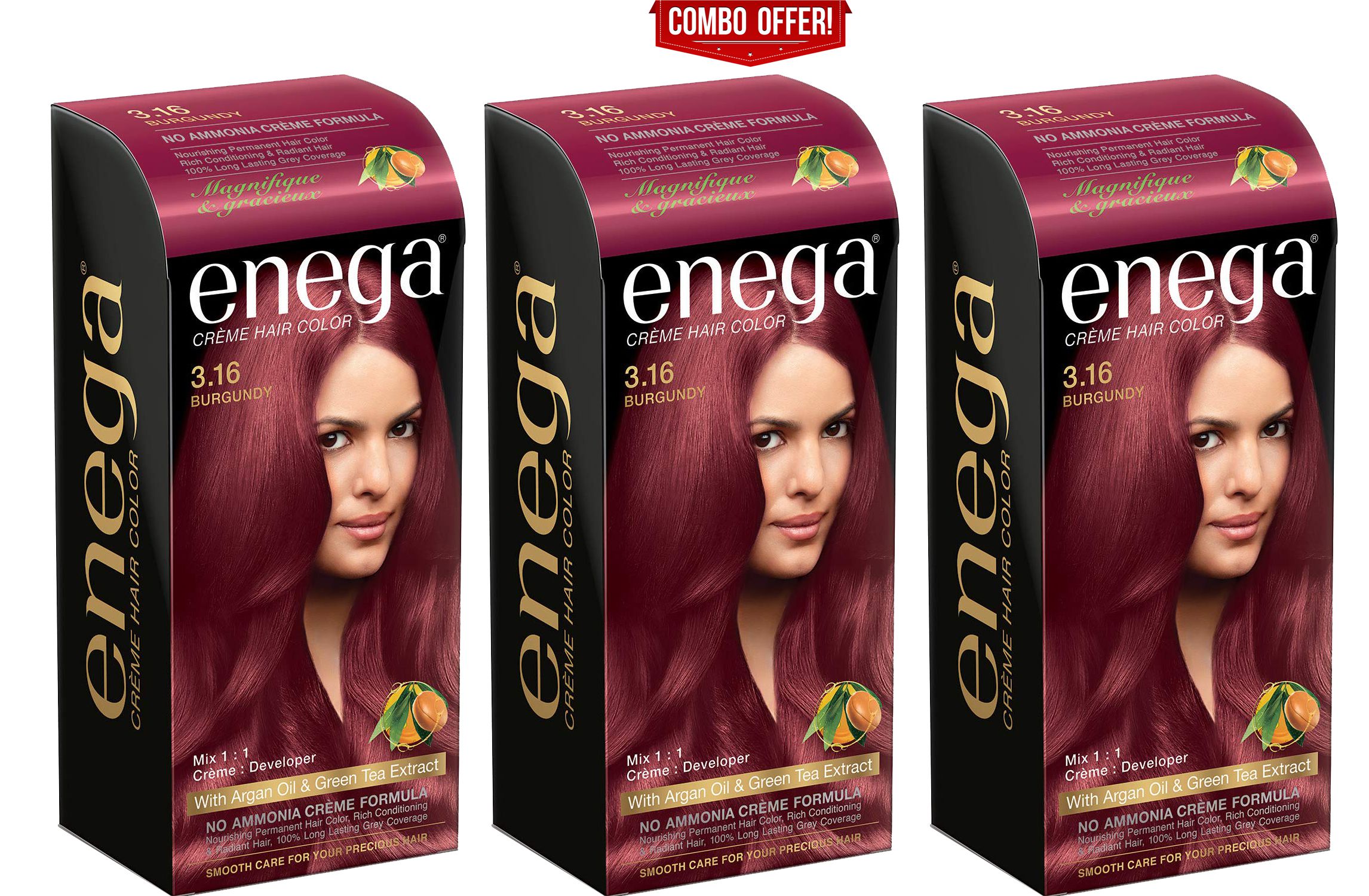 enega Semi Permanent Hair Color Burgundy Burgundy (120ML+120ML+120ML) 120  ml Pack of 3: Buy enega Semi Permanent Hair Color Burgundy Burgundy  (120ML+120ML+120ML) 120 ml Pack of 3 at Best Prices in India -
