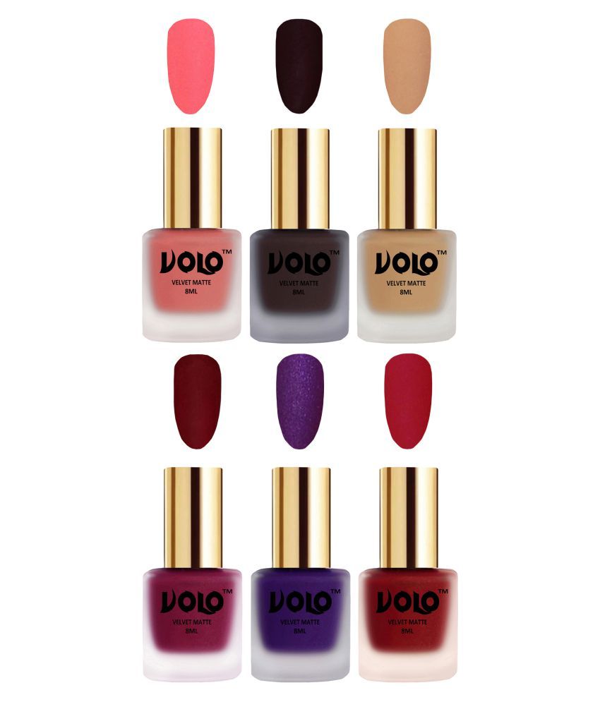     			VOLO Velvet Dull Matte Posh Shades Nail Polish Multi Pack of 6 48 mL