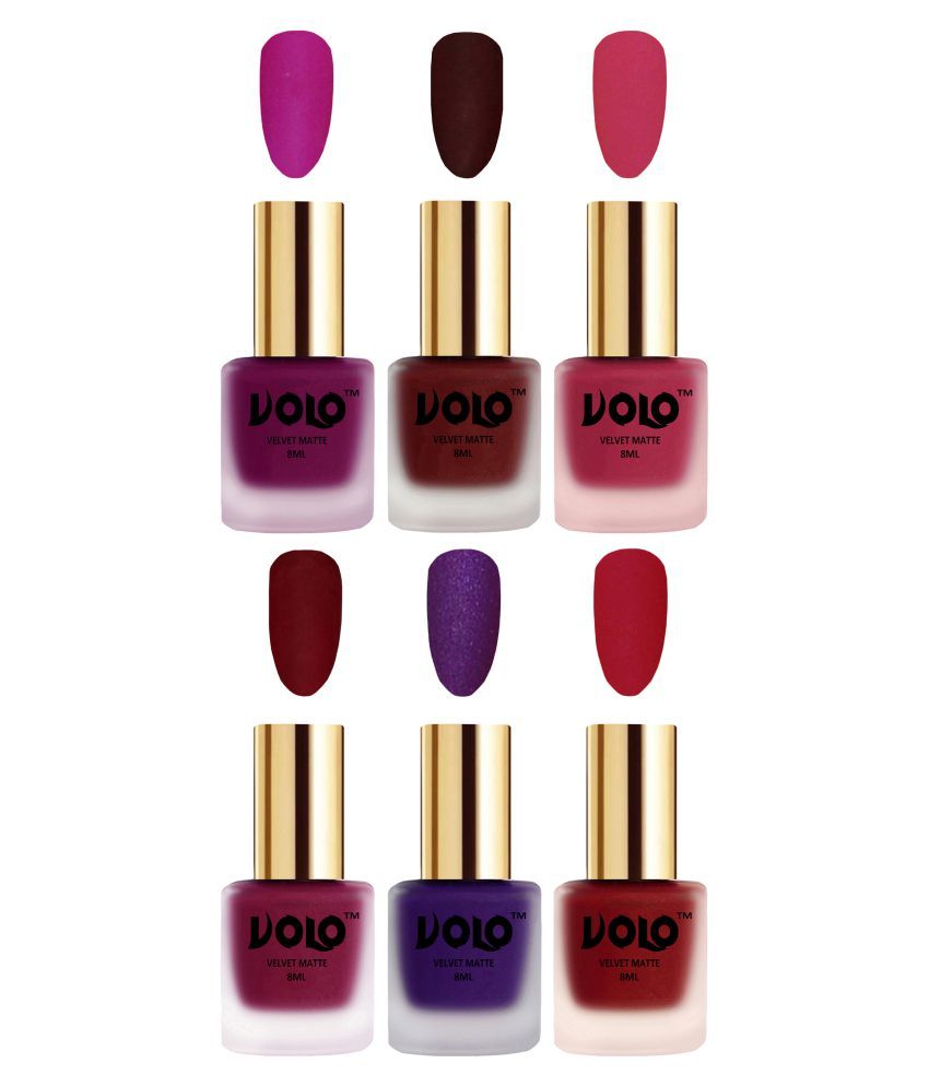     			VOLO Velvet Dull Matte Posh Shades Nail Polish Multi Pack of 6 48 mL