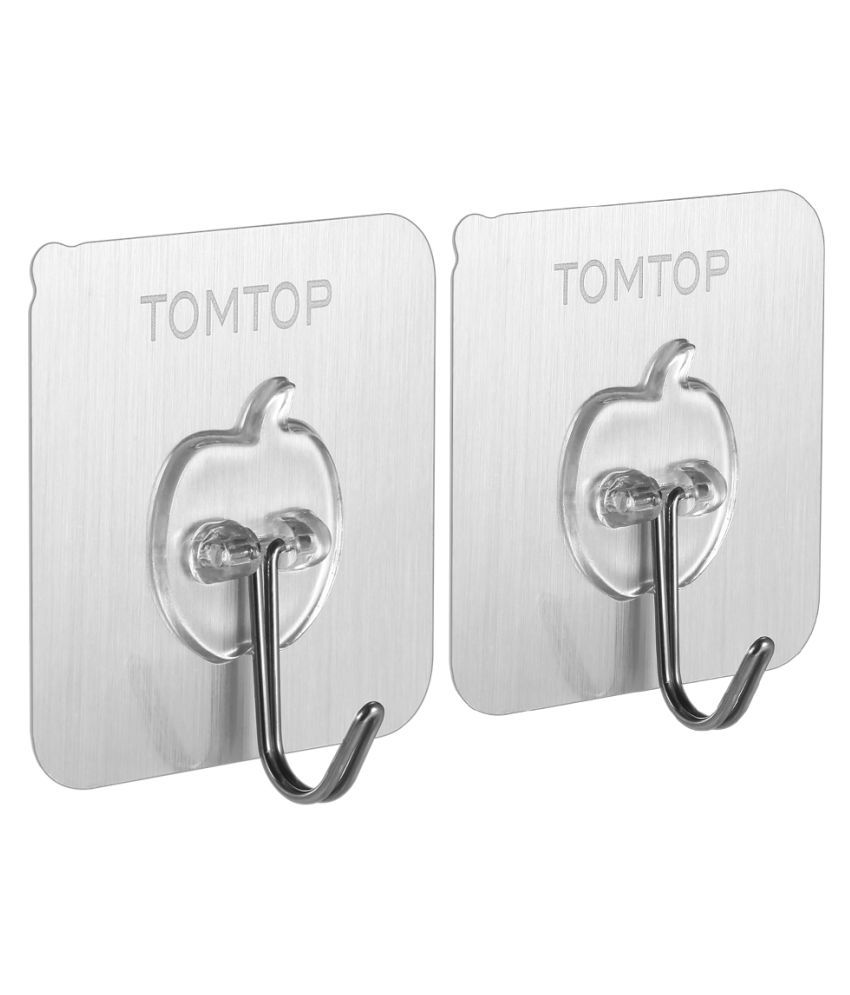     			COCOSHOPE Door Hooks TOMTOP 2pcs/set Hooks Wall Hook Set of 2 Sticky Hooks Traceless Hooks Wall-mounted Sticky Hooks Single Hook Set Hooks with Back Adhesive