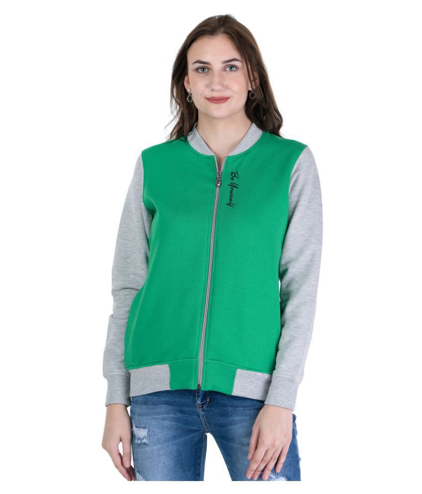     			Kaily Cotton - Fleece Green Zippered Sweatshirt