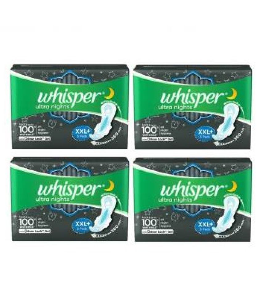 Whisper XXL 5+5+5+5 Ultra Nights Sanitary Pad (Pack of 4) XXL 5