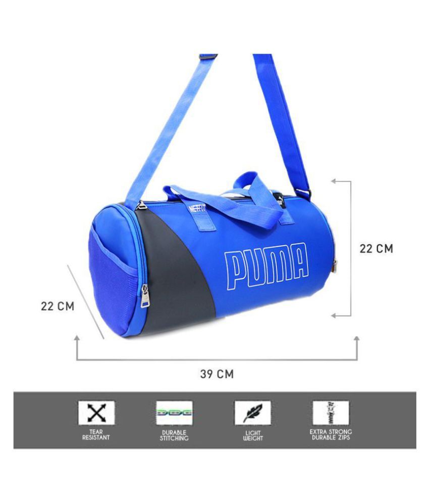 Puma Blue Medium PU Leather Gym Bag Side Bag Shoulder Bag Travel Bag