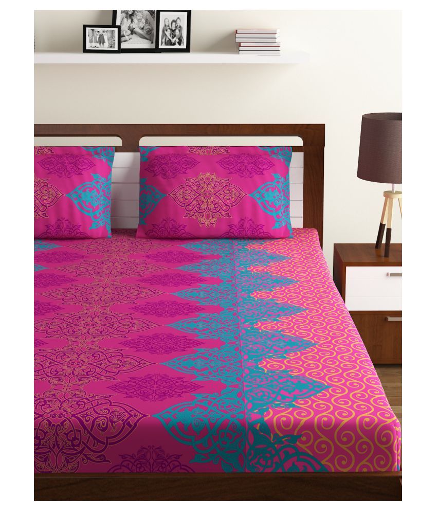 Bombay Dyeing Cotton Double Bedsheet with 2 Pillow Covers ( 240 cm x