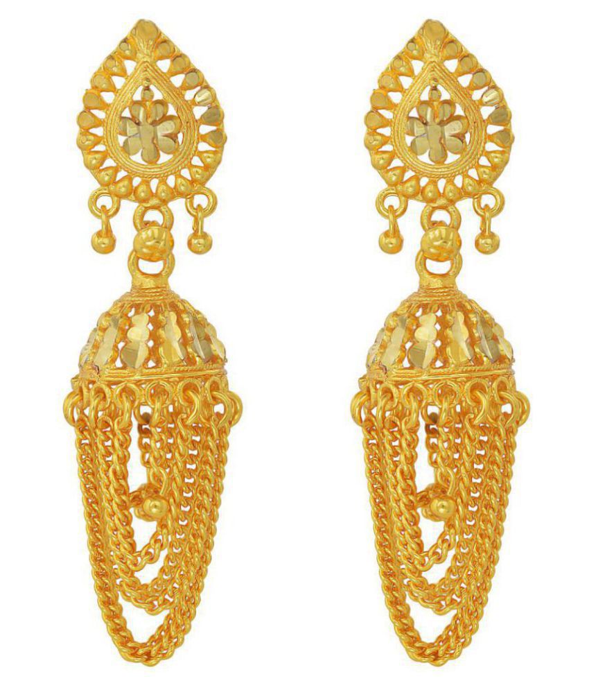 Happy Stoning - Golden Jhumki Earrings ( Pack of 1 ) - Buy Happy ...