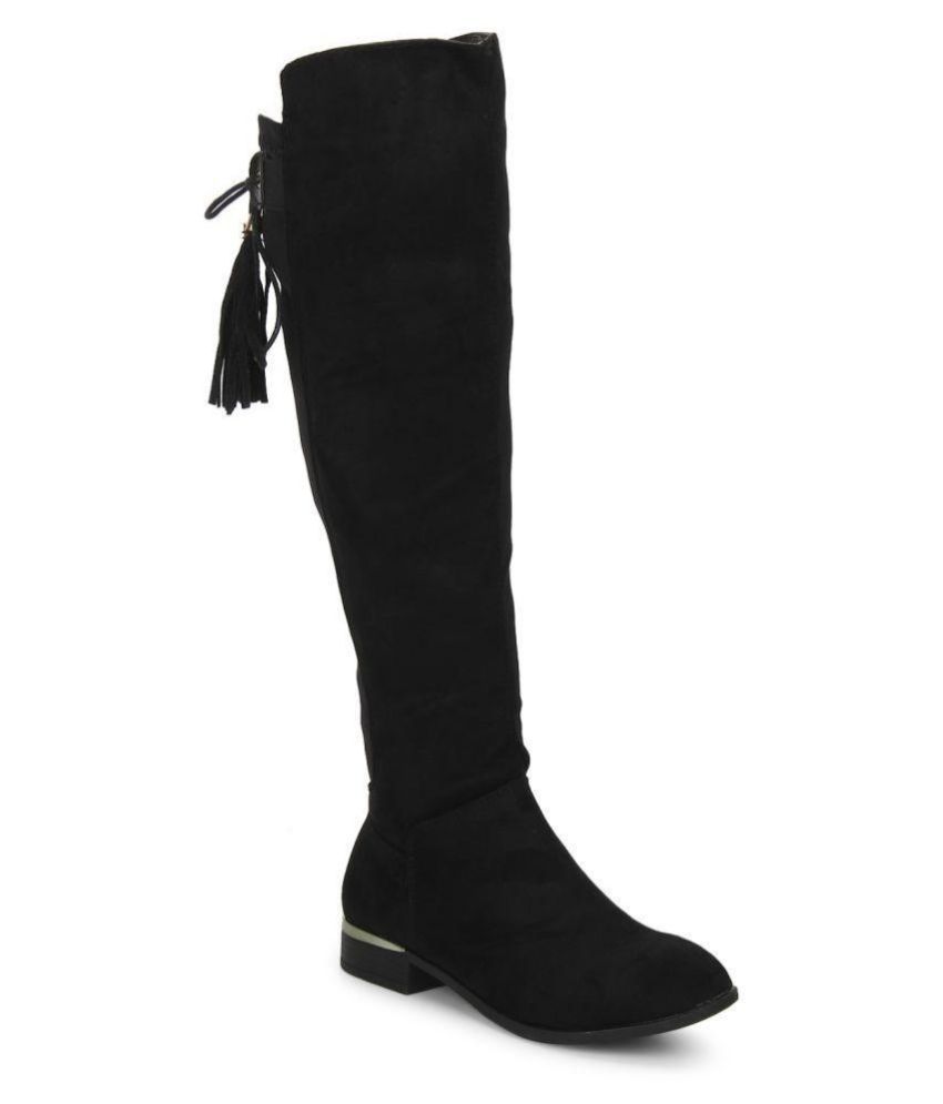 truffle collection heeled knee high boots in black