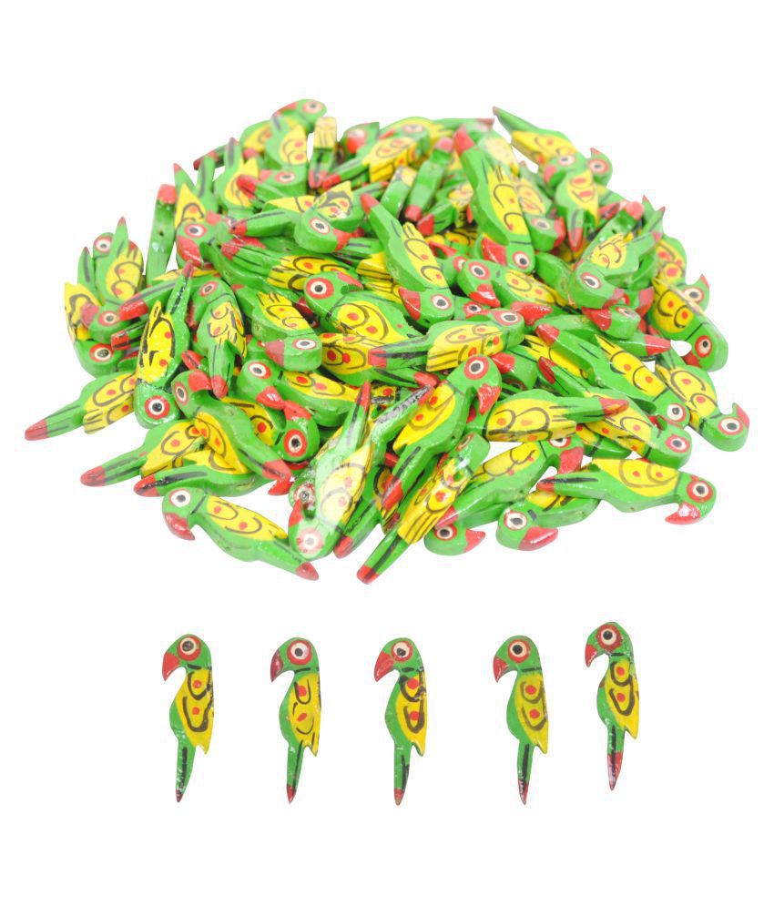     			50 pcs Wooden Green Color Parrot Beads Size 3.5 cm Used for Art and Crafts, Jewelry Making, Toran, Bandhanwar, DIY Crafts Project etc.