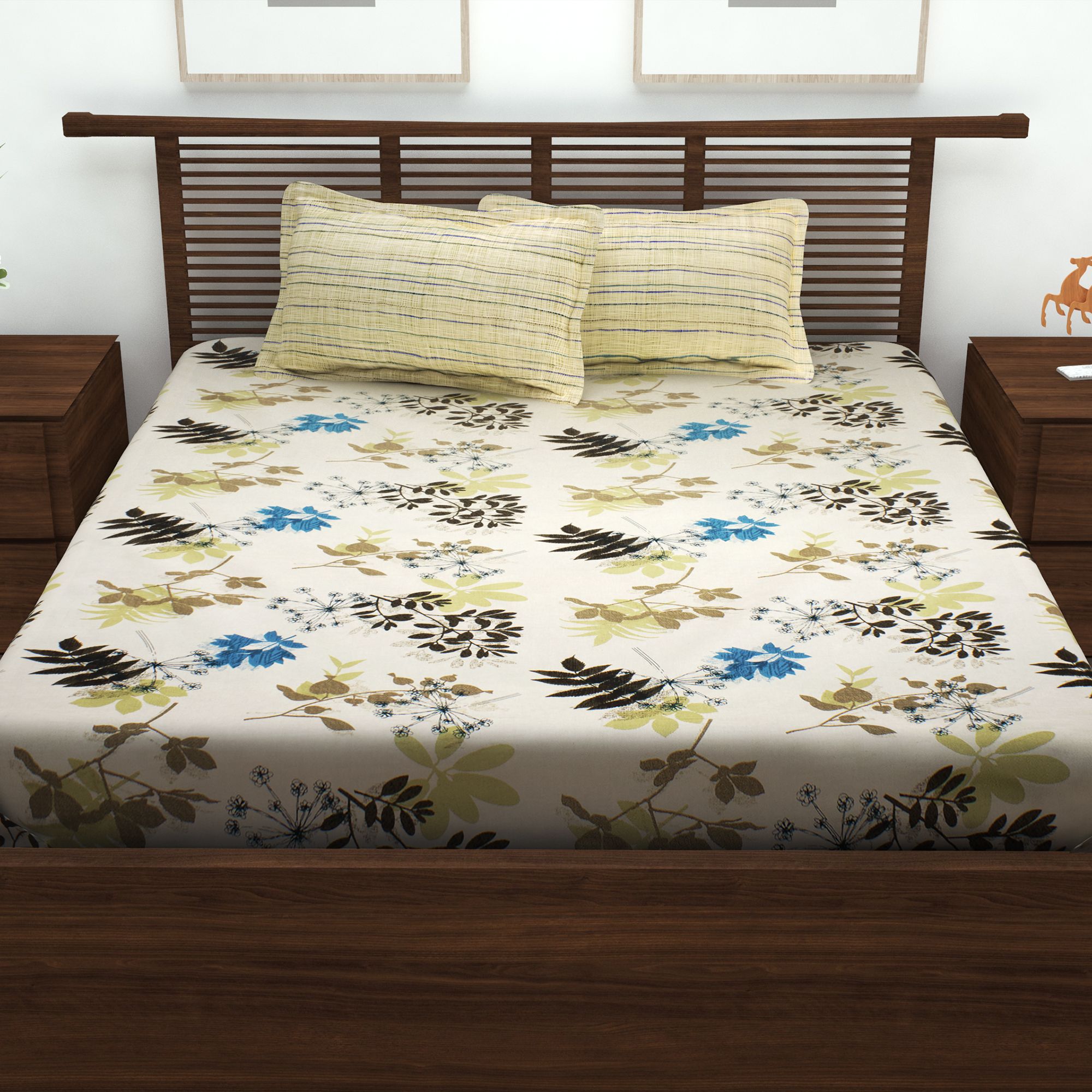 Story Home Cotton King Size Bed Sheet With 2 Pillow Covers Buy