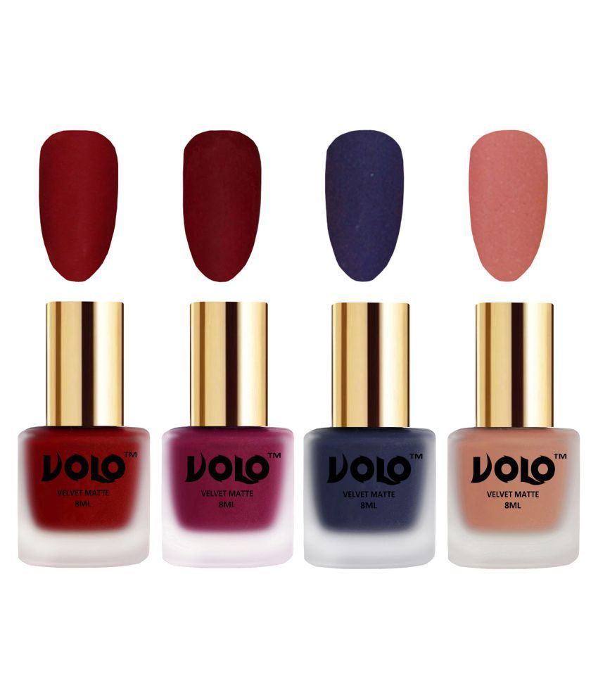     			VOLO Velvet Dull Matte Posh Shades Nail Polish Multi Matte Pack of 4 32 mL