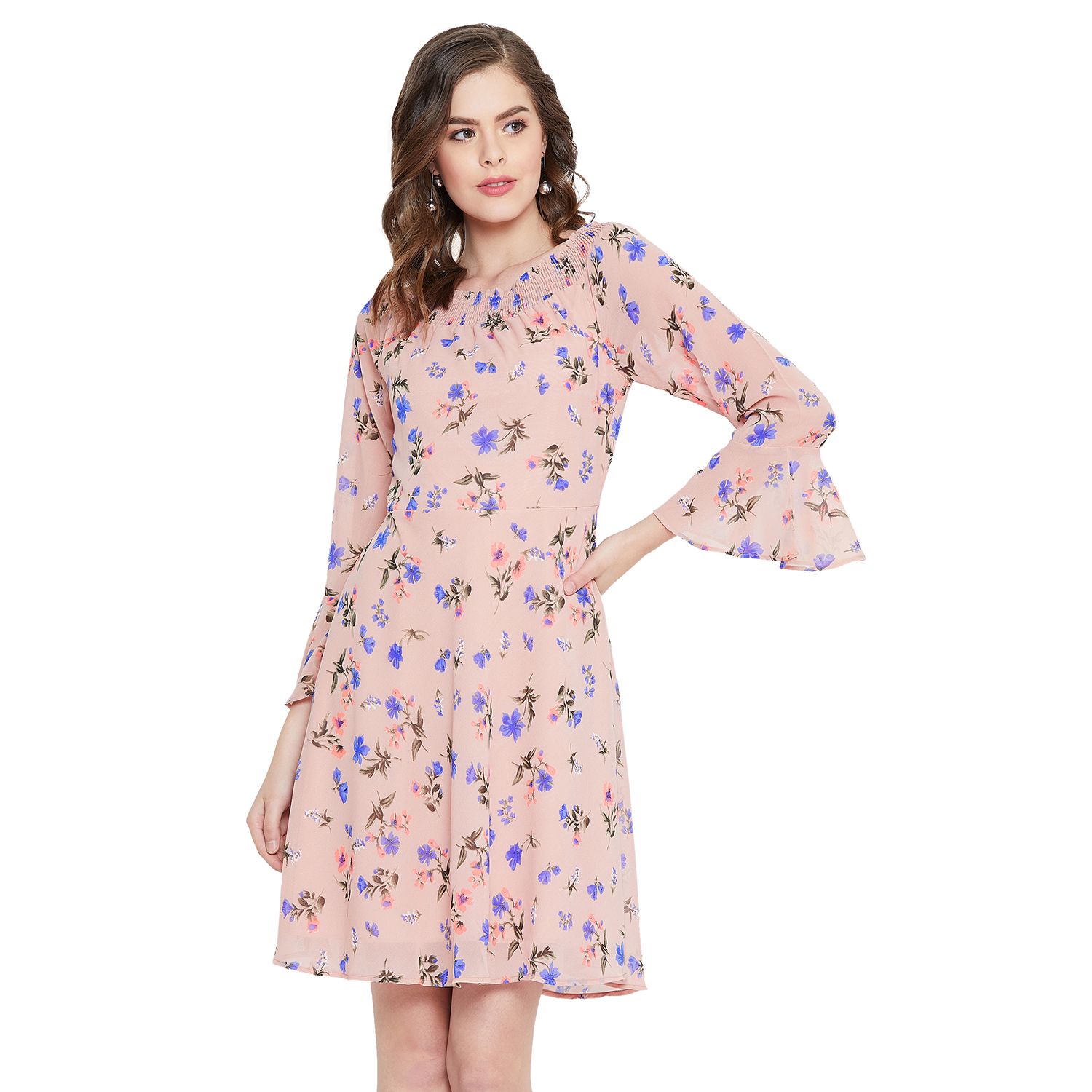     			Purys Polyester Multi Color Fit And Flare Dress