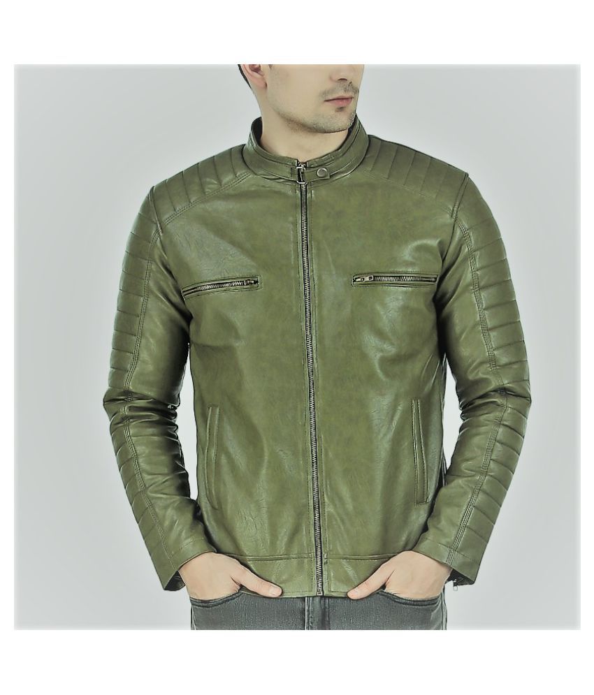 green colour leather jacket