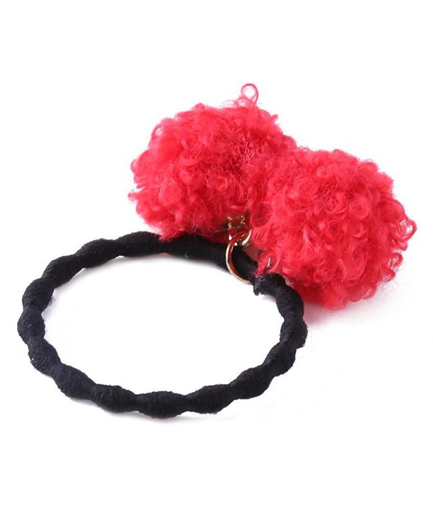 Cute Kids Girls 2 Fleece Balls Hair Rope Princess Elastic Hair