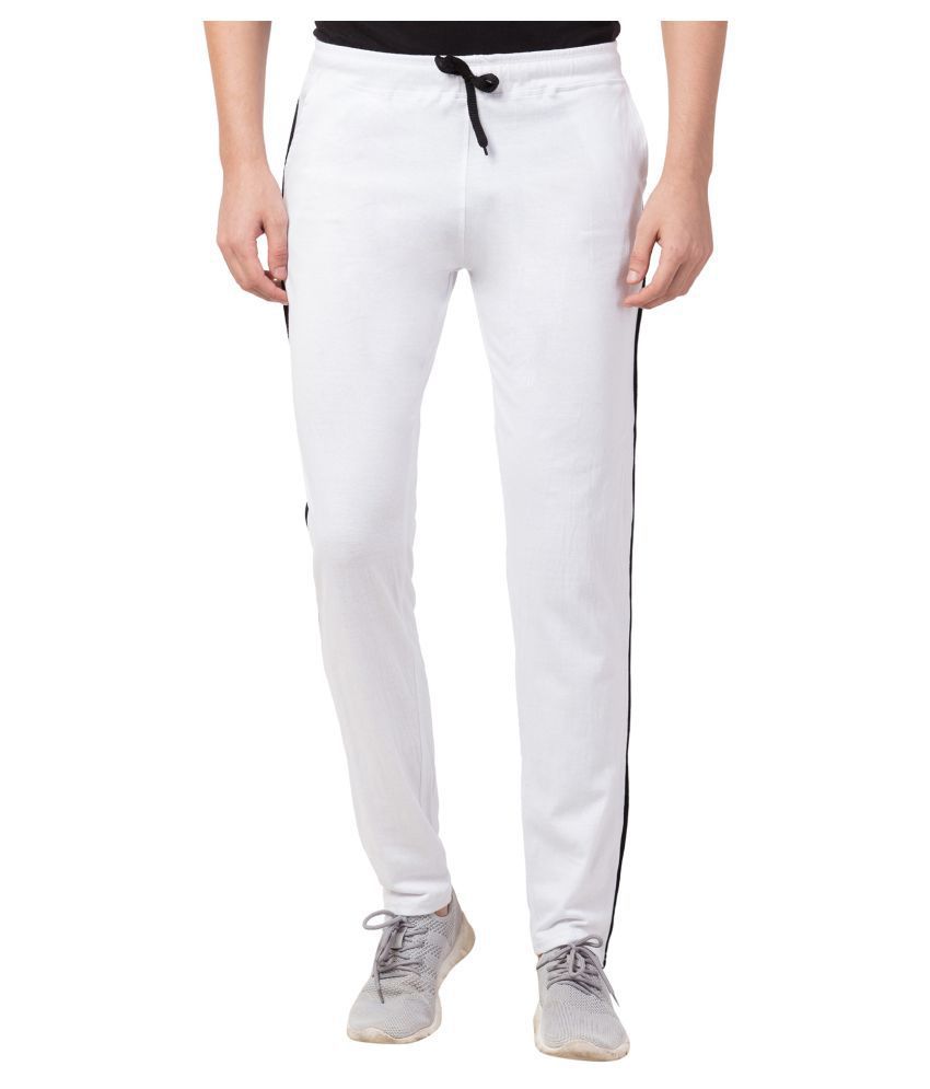 Bluecon White Cotton Track Pant/Joggers for Men with Two Side Pockets ...