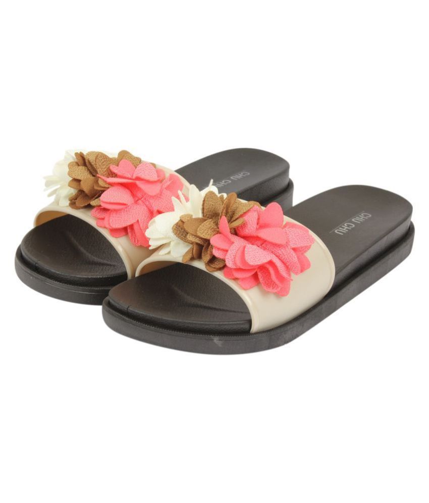 CHUCHU Beige Slides Price in India- Buy CHUCHU Beige Slides Online at ...