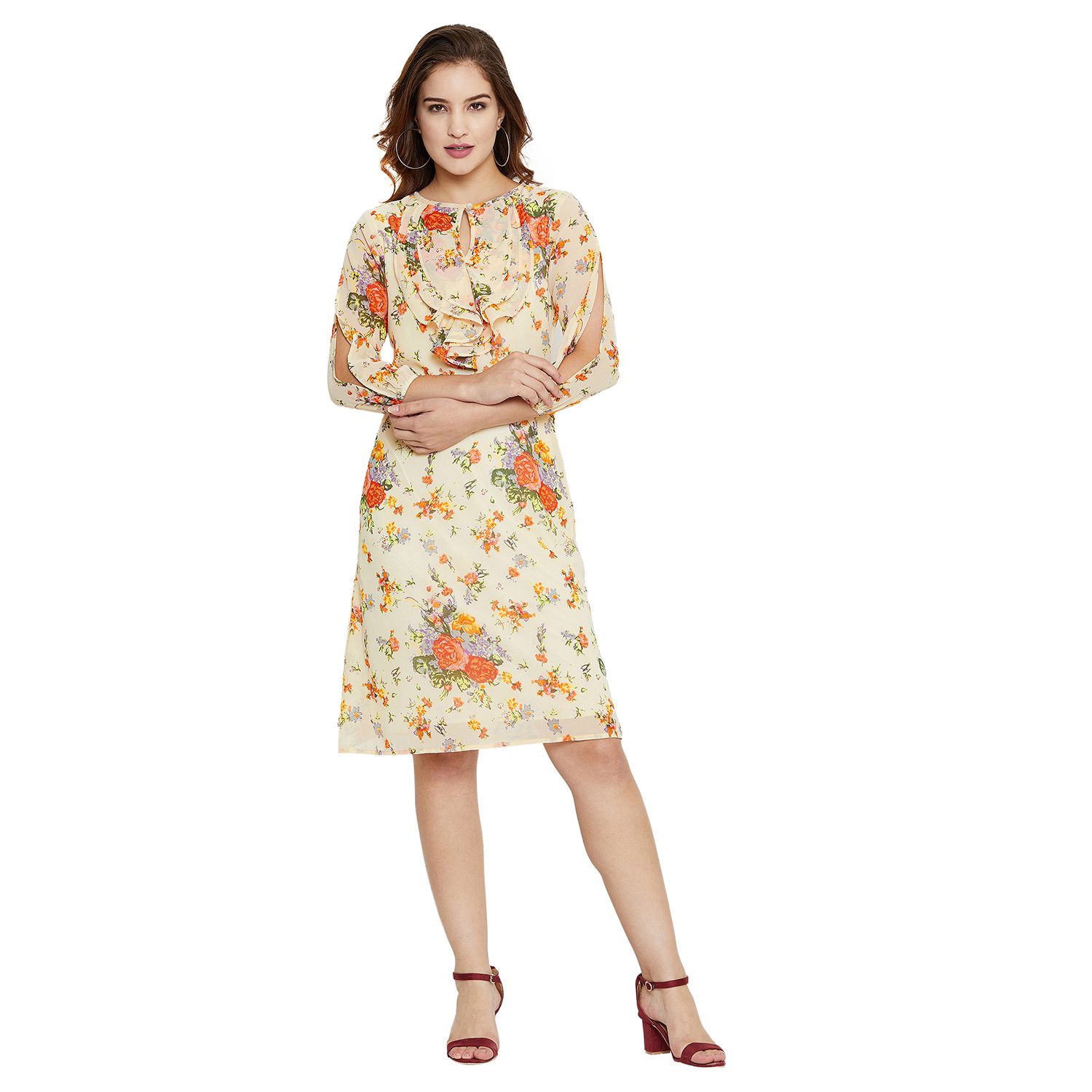     			Purys Polyester Multi Color A- line Dress