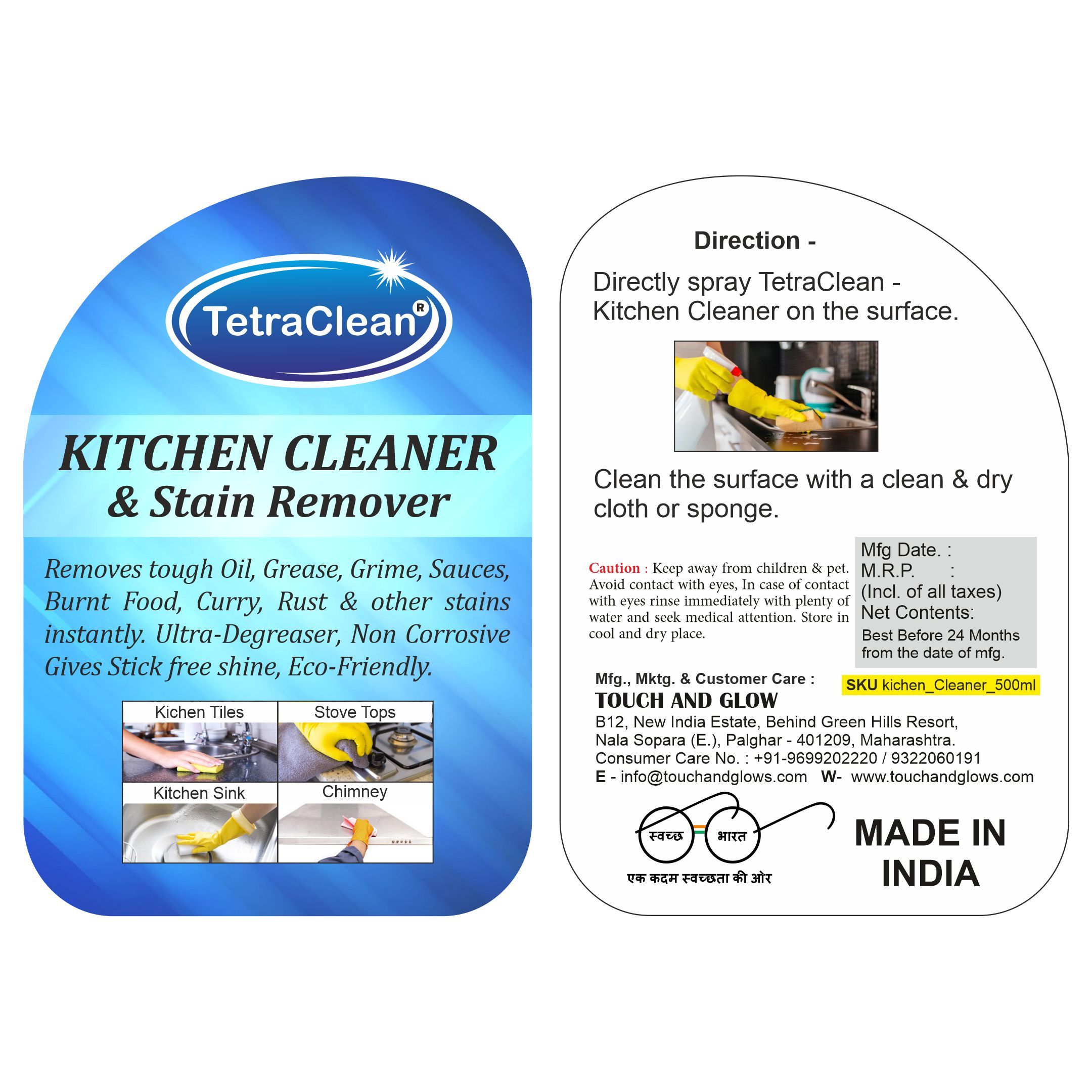 TetraClean All Purpose Cleaner Spray Kitchen Cleaner Spray and Stain ...