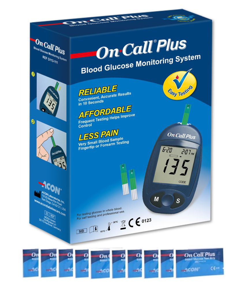     			ON CALL PLUS Glucometer with 10 Strips