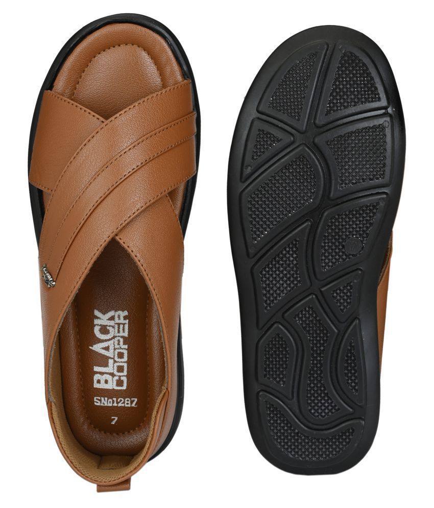 Black Cooper Beige Synthetic Leather Sandals Buy Black Cooper Beige