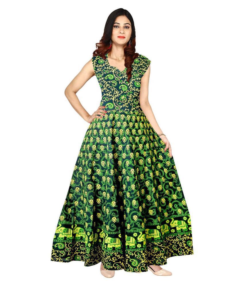     			Rangun Cotton Green Regular Dress