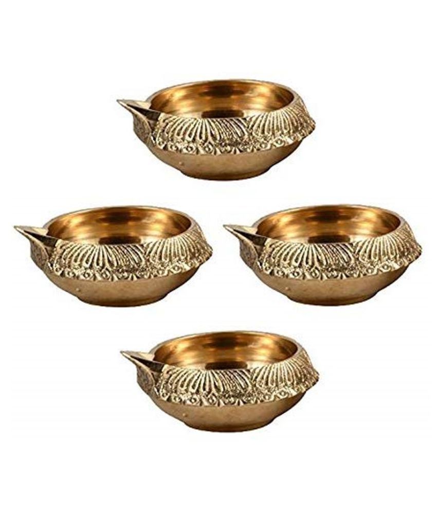     			Bansiwal Handmade Brass Diya Oil Kuber Deepak Jyot Dia Brass (Pack of 4) Table Diya Set  (Height: 1 inch)