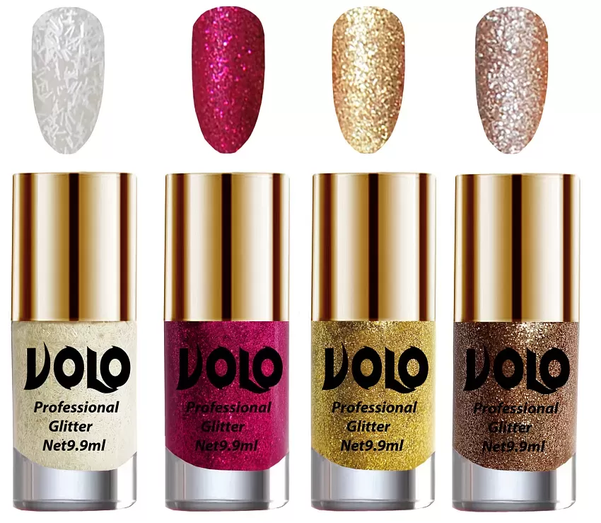 Buy Volo Gloss Shine Blood Red Nail Polish Glitter High Shine Golden Nail  Paint Set of 2 Pcs Long Stay on Nails 19.8 ml Online at Low Prices in India  - Amazon.in