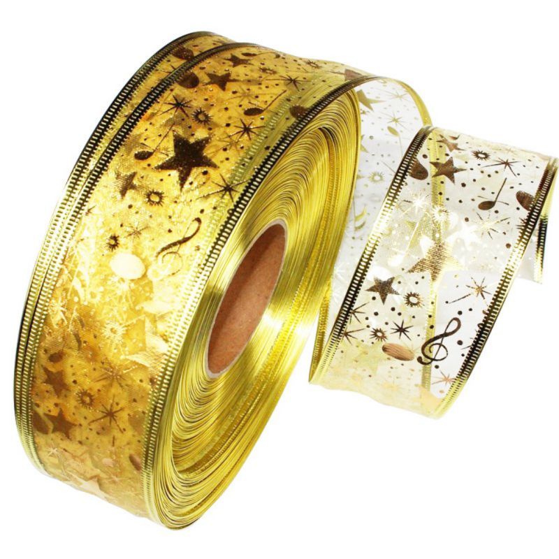 2M Gauze Red Gold Silver Ribbon 5cm Christmas Tree Party Home Wedding Decoration