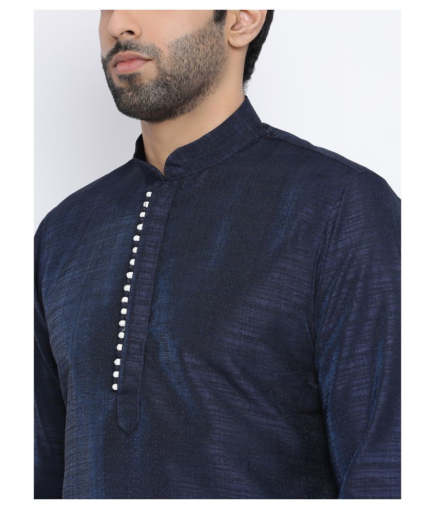 Namaskar Blue Silk Kurta Pyjama Set - Buy Namaskar Blue Silk Kurta ...