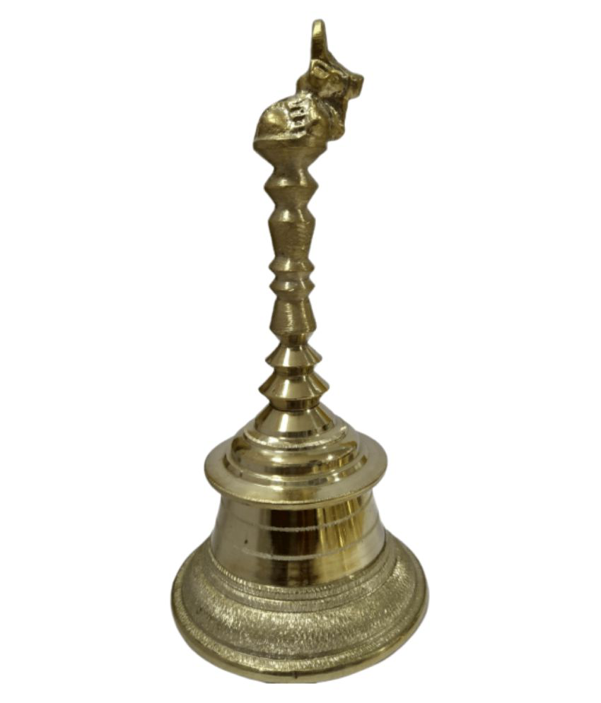 Puja N Pujari Puja Ghanti Bell with Nandi Hand Pure Brass (7 Inches ...