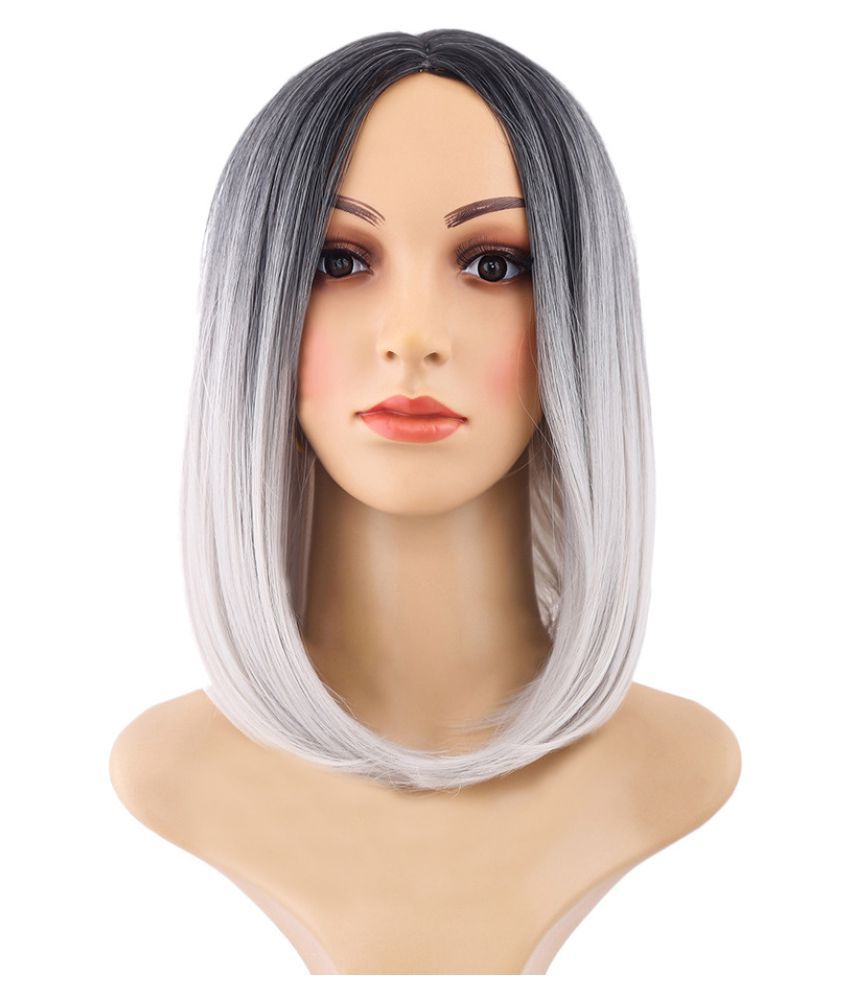Black Pink Ombre Hair Straight Bob Wigs Synthetic Hair Short Party