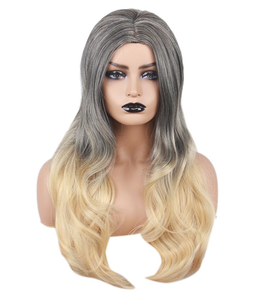 Fashion Mix Colors Gradient Long Curly Synthetic Wig Full Wig Wavy