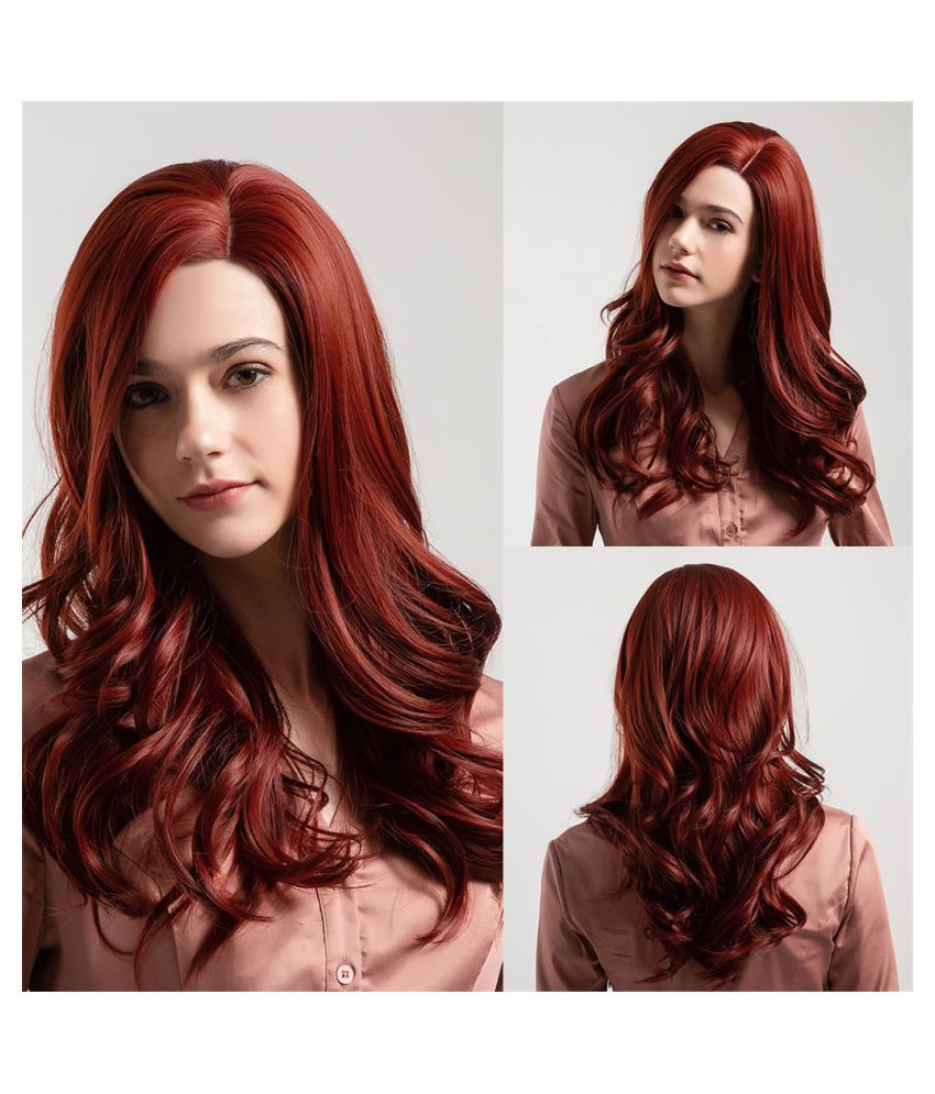 Long Curly Wig Synthetic Side Parting Wavy Hair Costume Cosplay