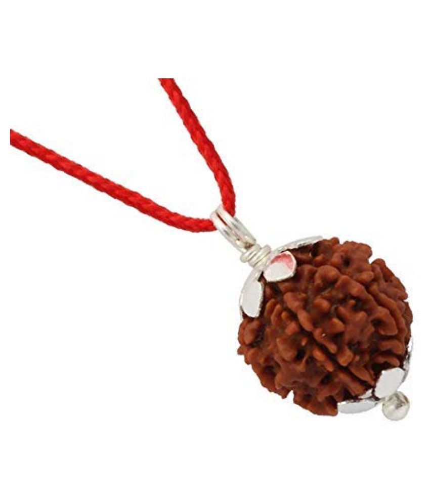     			4 Mukhi Rudraksha Pendant Kavach with Real 4 Faced High quality Nepal rudraksha in Silver Plated cap with Lab Certificate / Guaranteed 100% Original Rudraksha