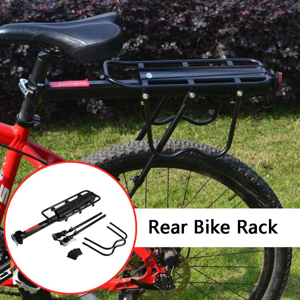 Durable Aluminum Alloy Mountain Bike Bicycle Rear Seat Luggage Shelf Rack Carrier Quick Release Luggage Protect Pannier Cycling Accessory Black for Sports Bike Mountain Bike Cargo Rack Seat 