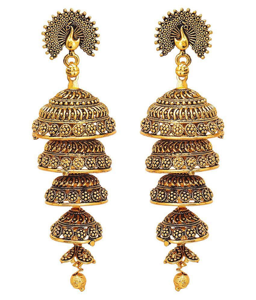 Golden Oxidised Jhumka Earring for 