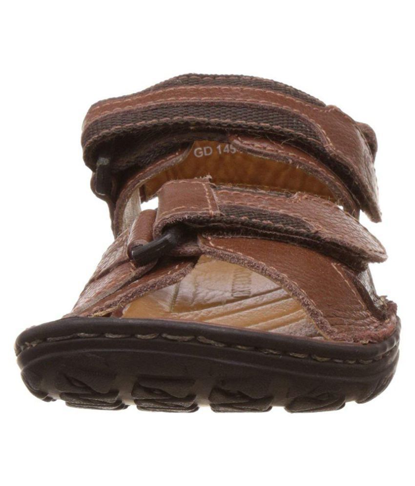 Woodland Brown Faux Leather Floater Sandals - Buy Woodland Brown Faux ...