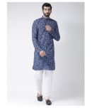 Hangup Blue Cotton Kurta Pyjama Set