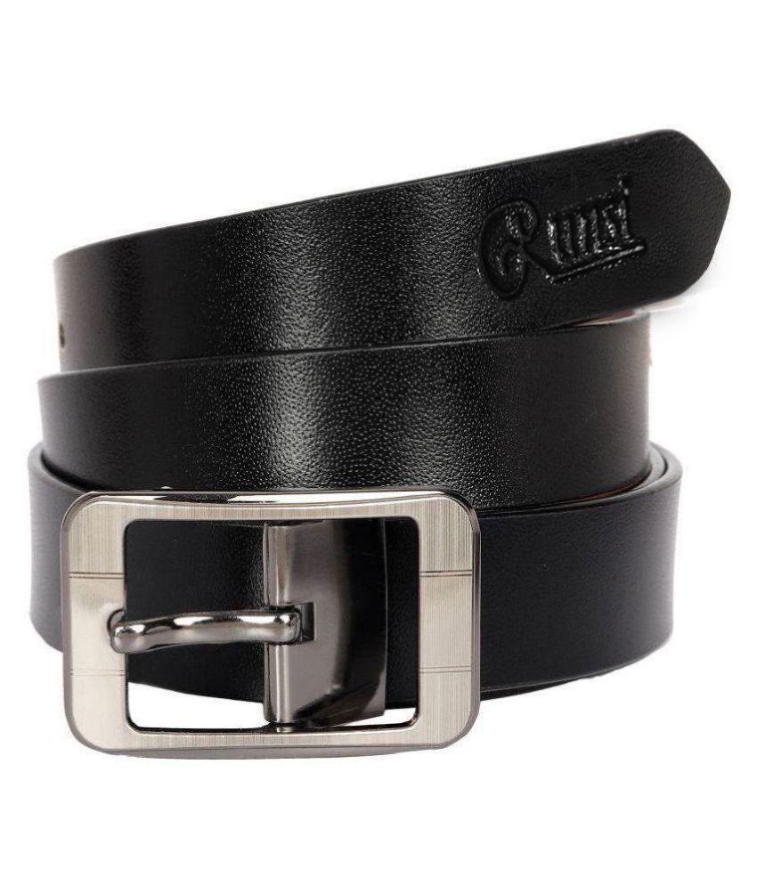     			RUNSI INTERNATIONAL Black Leather Casual Belt