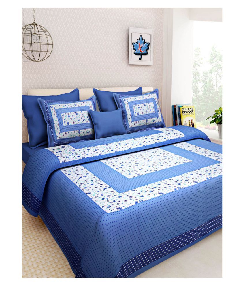Kismat Collection Cotton Double Bedsheet with 2 Pillow Covers Buy