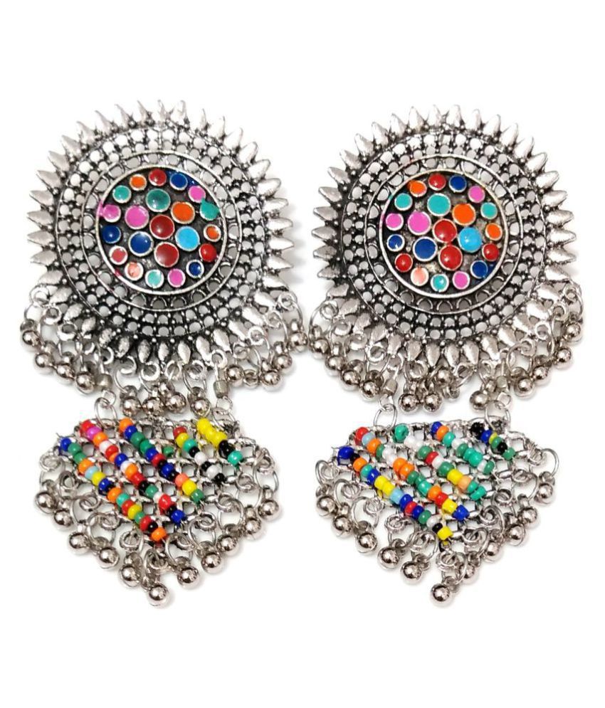 Oxidized German Silver Traditional Afghan Punjabi Multicolor Beads ...
