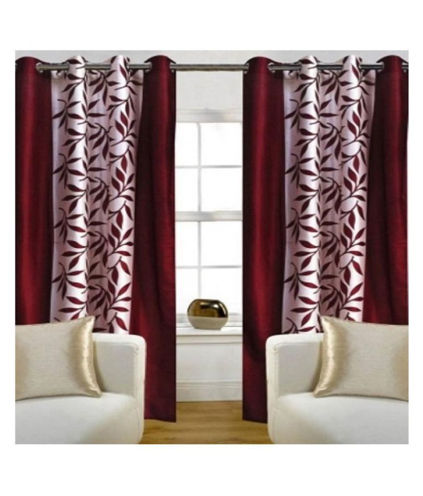    			Tanishka Fabs Semi-Transparent Curtain 9 ft ( Pack of 2 ) - Maroon