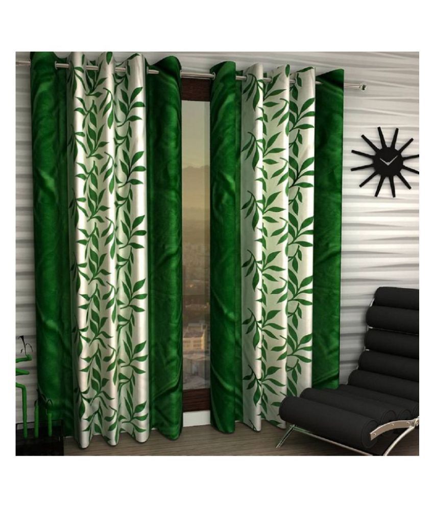     			Tanishka Fabs Semi-Transparent Curtain 5 ft ( Pack of 2 ) - Green