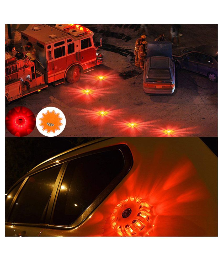 Bikes and Batteries Boats RVs Trucks Waterproof Magnetic Emergency Hazard Flashing Disc Lights with Flashlight Jeeps for Cars SeeMe LED Road Flares 3 Pack by Road Trips Ready Storage Bag 