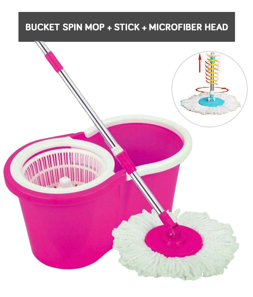     			Esquire Double Bucket Mop With Refill 360 Degree Magic Spin Rotating For Perfect Floor Cleaning - Pink (Mops Set/Mop Bucket)