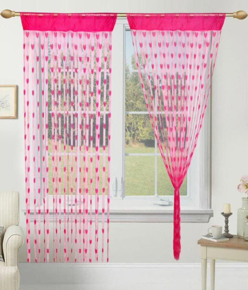     			Tanishka Fabs Single Door Pink Heart String Curtain (7ft x 4ft)