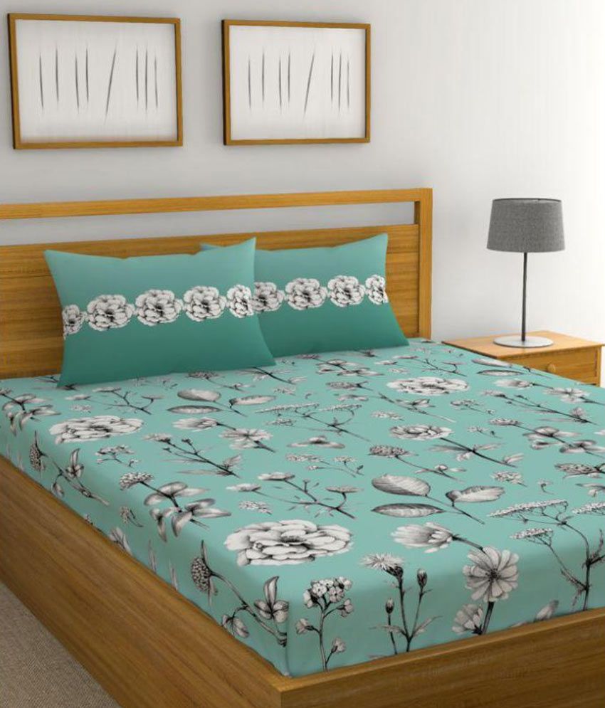 Trident Cotton Double Bedsheet with 2 Pillow Covers ( 218 cm x 218 cm