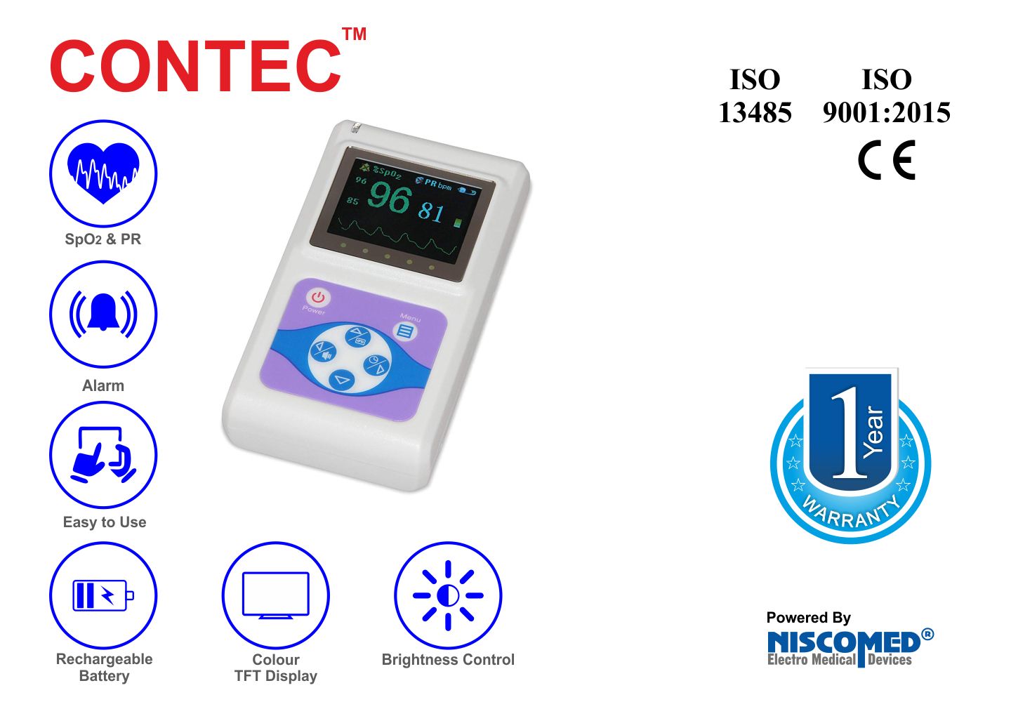 Contec Pulse Oximeter (White) CMS60D Handheld Buy Contec Pulse Oximeter (White) CMS60D