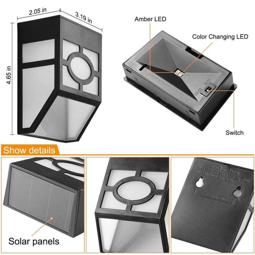 Solar Deck Lights 2led Outdoor Garden Decorative Wall Mount Fence