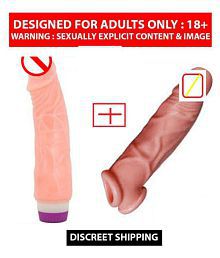 Dragons Reusable Condom Penis Sleeves &amp; 8 Inch Dildo Vibrator Combo